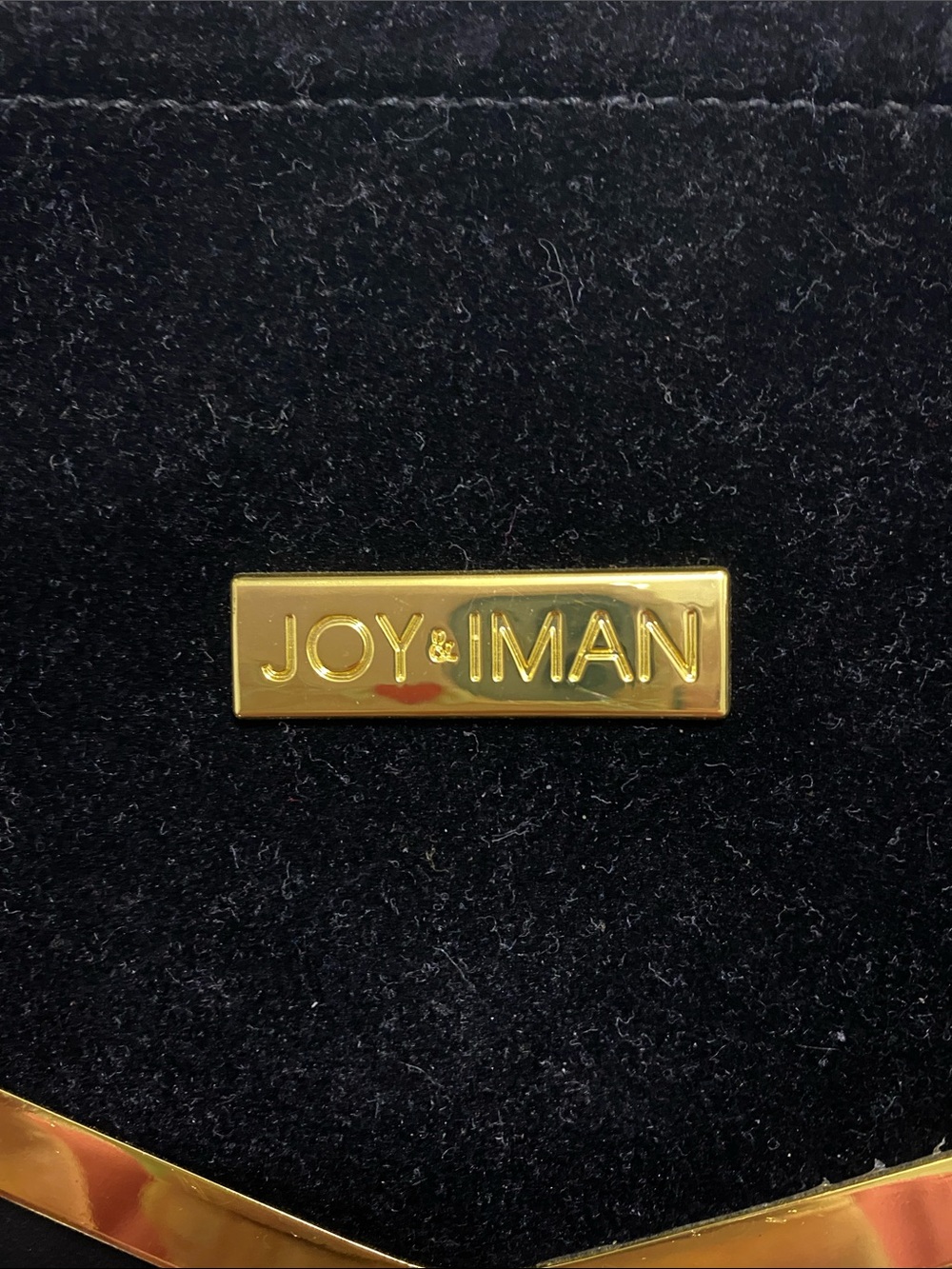 Joy & Iman Black Faux Leather and Suede Clutch with Gold Trim - Picture 2 of 5
